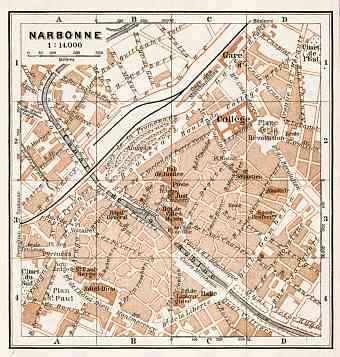 Narbonne city map, 1902