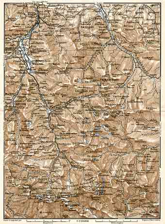 St. Sauveur, Barèges and Gavarnie map, 1886