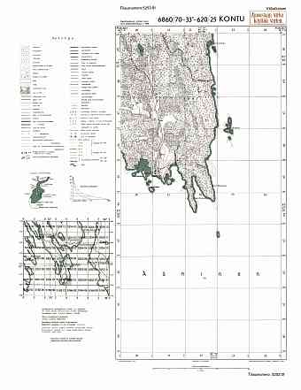 Konda Village Site. Kontu. Topografikartta 525301. Topographic map from 1943