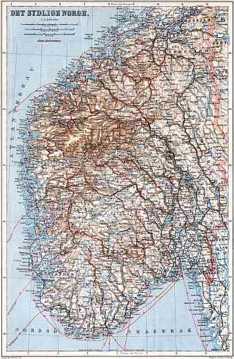 Norway, southern part. General map, 1910