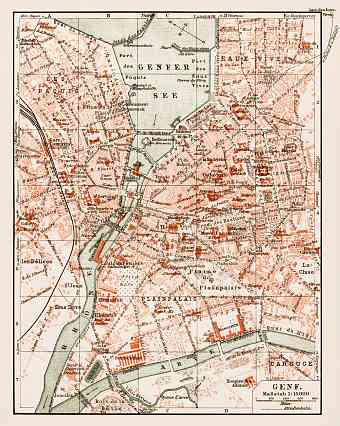 Geneva (Genf, Genève) city map, 1913