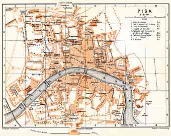 Pisa city map, 1898