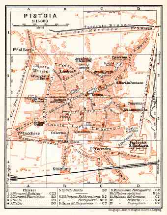 Pistoia (Pistoja) town plan, 1908