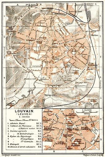 Louvain (Leuven) city map, 1909