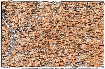 Dolomite Alps (Die Dolomiten) from Franzensfeste to Belluno district map, 1905