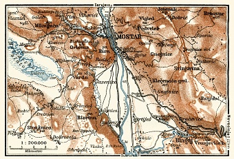 Mostar nearer environs map, 1929