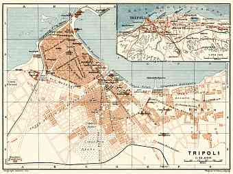 Tripoli (طرابلس‎) city map, 1929