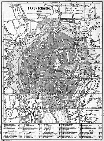 Braunschweig city map, 1887