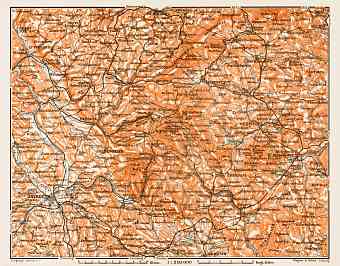 Map of the Fichtel Mountains (Fichtelgebirge), 1909