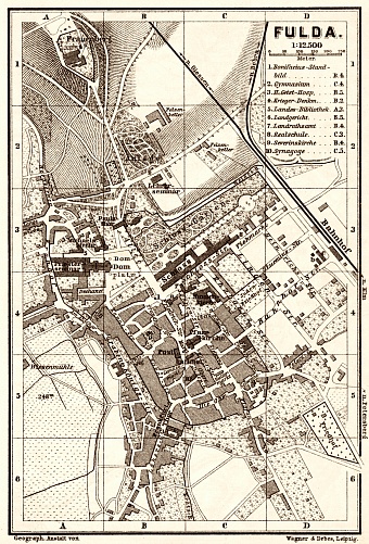 Fulda city map, 1887