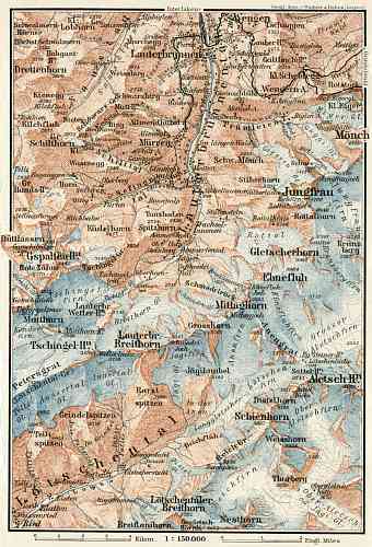 Upper Lauterbrunnen valley map, 1909