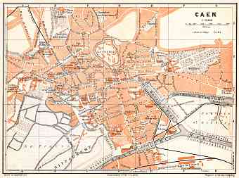 Caen city map, 1910