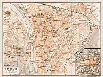 Würzburg city map, 1909