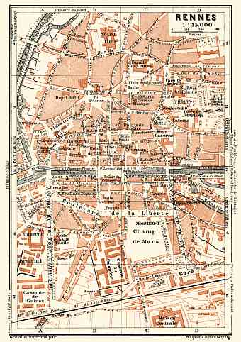 Rennes city map, 1913