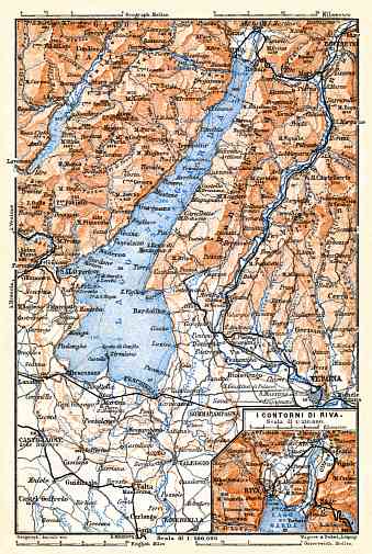 Garda Lake and environs map, 1898