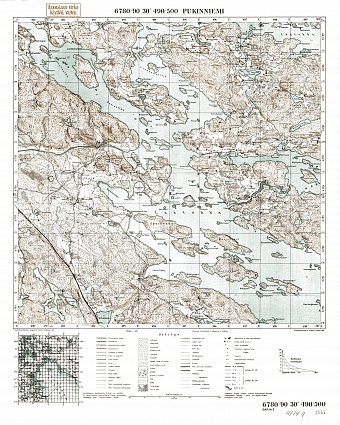 Pukiniemi. Pukinniemi. Topografikartta 411411. Topographic map from 1939