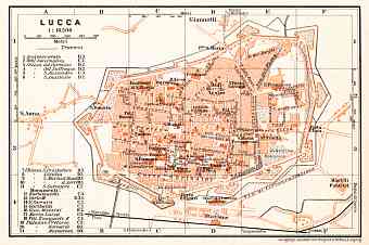 Lucca city map, 1908