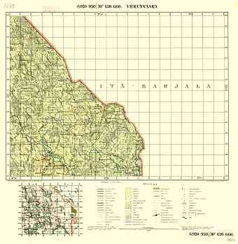 Virunvara. Viirunvaara. Topografikartta 5223. Topographic map from 1932