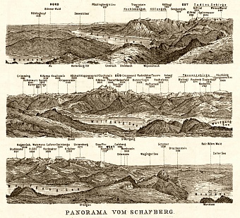 Mount Schafberg in Salzkammergut panorama, 1911