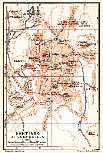 Santiago de Compostela city map, 1899