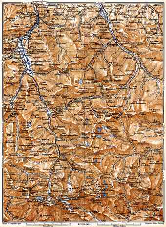 Lourdes-Bagneres map, 1885