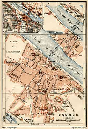 Saumur city map, 1913