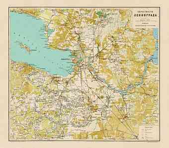 Leningrad (Saint Petersburg) environs map (Окрестности Ленинграда), about 1926