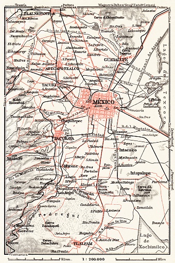 Map of the environs of Mexico City, 1909