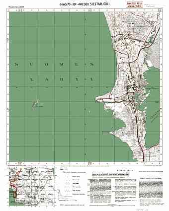 Sestroretsk (St. Petersburg). Siestarjoki. Topografikartta 401411. Topographic map from 1943