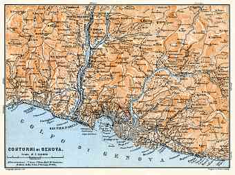 Genoa (Genova) environs map, 1908