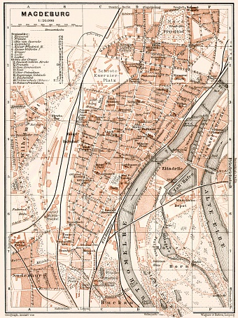 Magdeburg city map, 1911