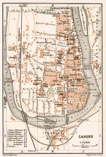 Cahors city map, 1902