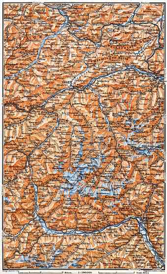 Ötztal, Stubai and Ortler Alps map, 1911