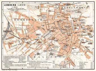 Lemberg (Львiв, L´viv) city map, 1913