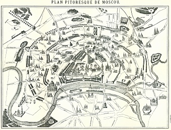 Moscow (Москва, Moskva) pictorial map (in French), 1897