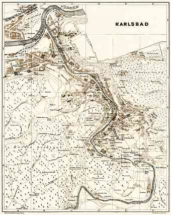 Karlsbad (Karlový Vary) city map, 1908