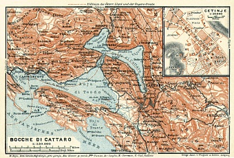 Map of the Gulf of Kotor (Boka Kotorska) and Cetinje town plan, 1913