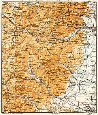 South Vosges. Mühlhausen (Mulhouse) - Colmar map, 1905