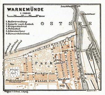 Warnemünde town plan, 1911