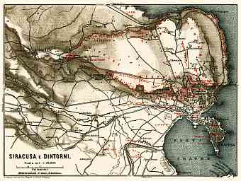 Syracuse (Siracusa) environs map, 1929