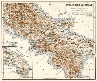 Italy, southern part map, 1912