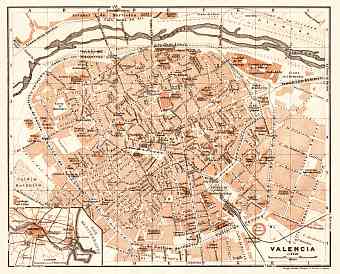 Valencia city map, 1913