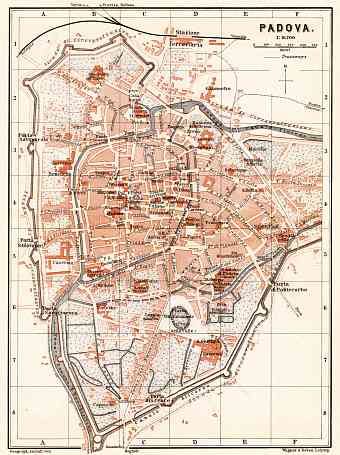 Padua (Padova) city map, 1898