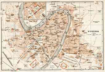 Verona city map, 1908