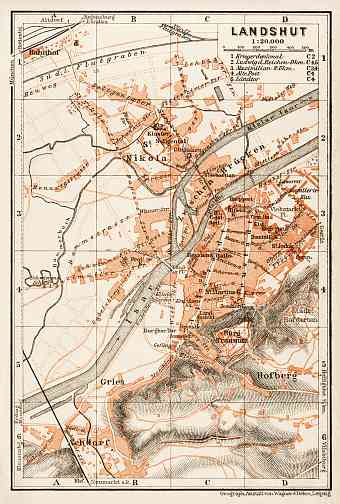 Landshut city map, 1909