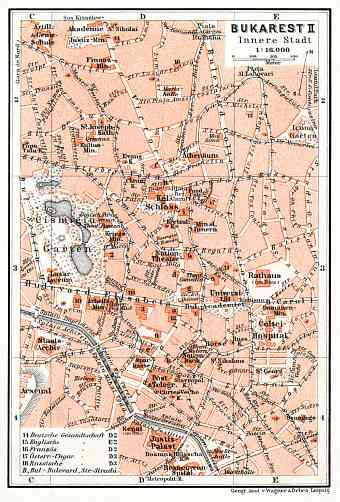 Bucharest (Bucureşti), central part map, 1913