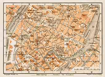 Copenhagen (Kjöbenhavn, København) central part map, 1929