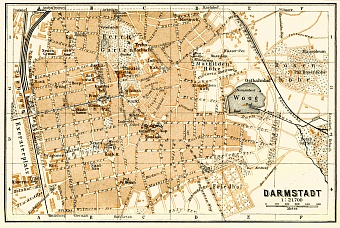 Darmstadt city map, 1908