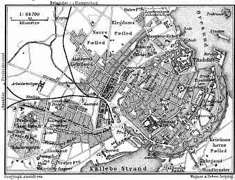 Copenhagen (Kjöbenhavn, København) city map, 1887