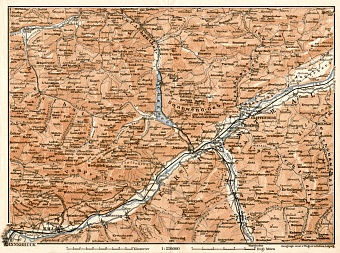 Map of the Achensee Lake and Inn River valley from Innsbruck to Kufstein, 1906